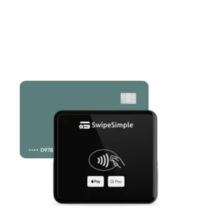 A black Mobile Reader with a credit card swiping through it.