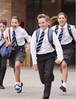 private school children leaving school