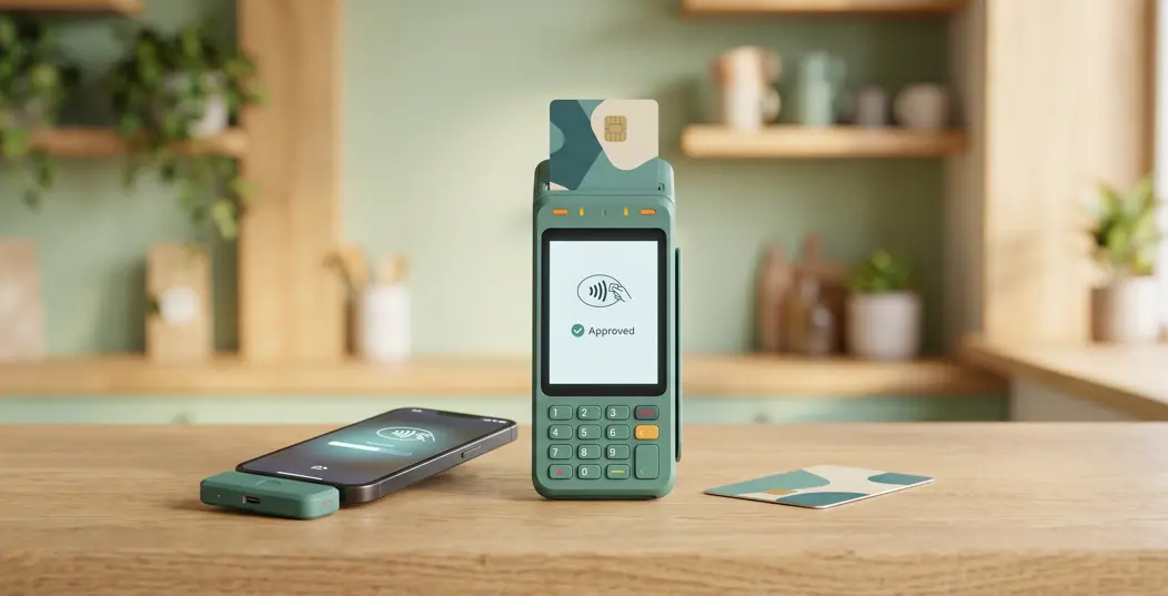 A credit card reader and a credit card machine.