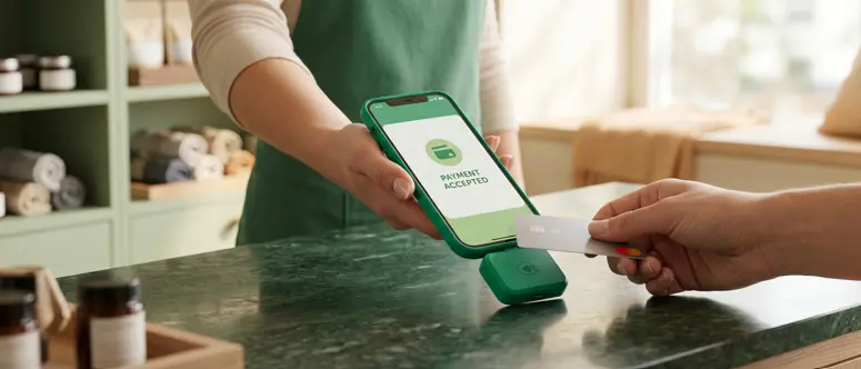 A person taking a mobile POS payment.