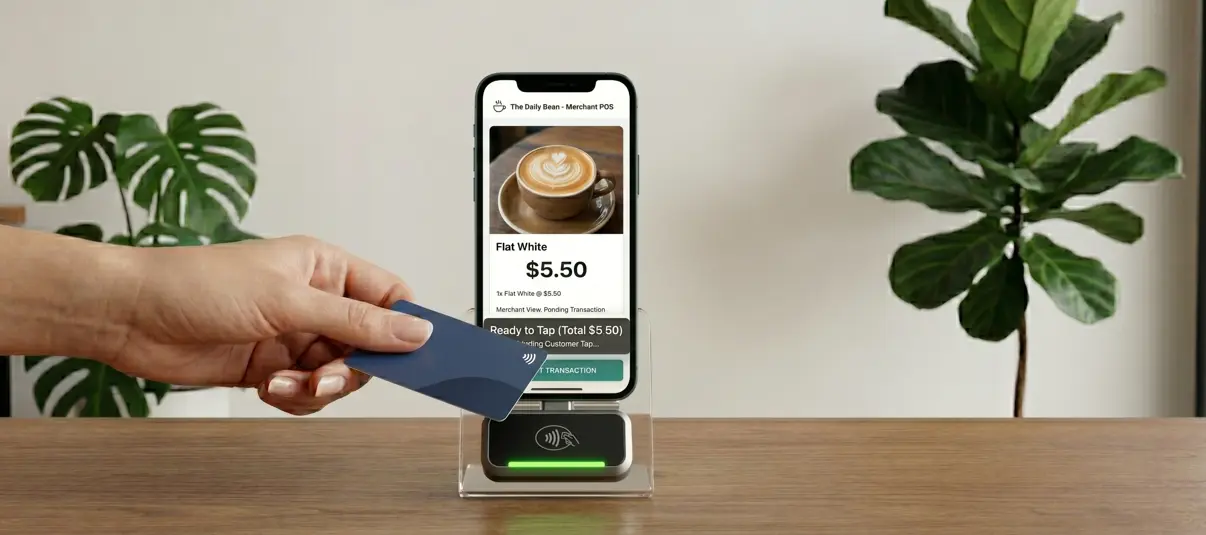 A credit card reader taking payment on an iphone.