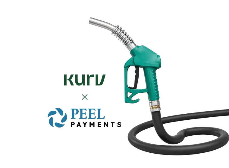 petro pump with kurv and peel payments logos in background
