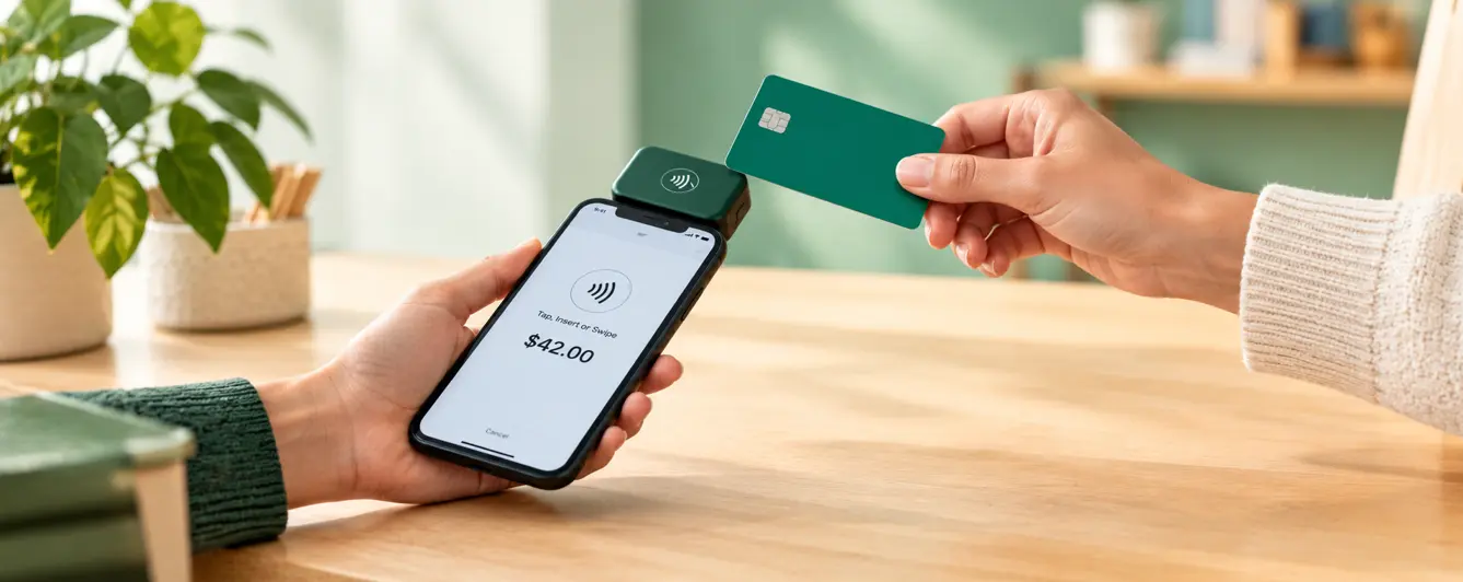 a credit card reader taking payment.