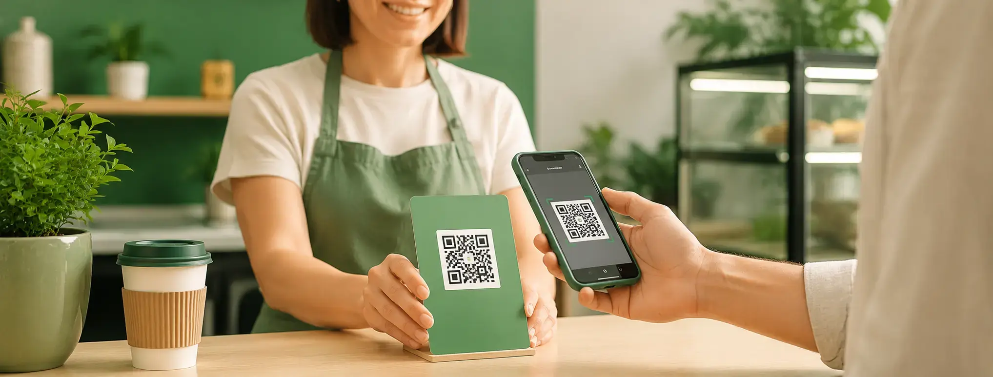 customer scanning a merchants QR code setup for payment